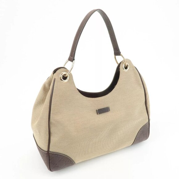 Authentic GUCCI Canvas Leather Shoulder Bag Beige Brown - Picture 13 of 16